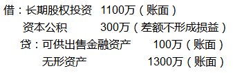 核銷無形資產(chǎn)賬面價值及原可供出售金融資產(chǎn)賬面價值